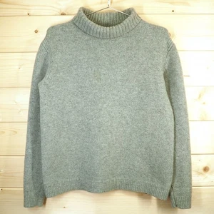 Burberry Brit Womens Medium Grey Knit 100% Wool Turtleneck Jumper Sweater Y2K - Picture 1 of 21