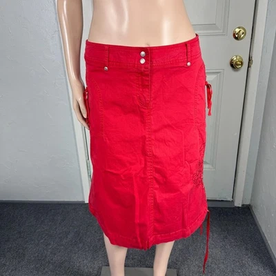 全新 油性裙 女式 38 棉口袋 花卉刺绣 棉 AA23 — 第 1/4 张图片