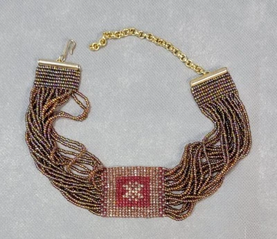 Gargantilla ajustable firmada MIRIAM SALAT trenzada con cuentas COLLAR Foto 1 de 4