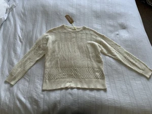 Jersey Woolovers BNWT Marfil Pointelle Punto Mixto Talla M Mezcla Algodón Lana - Imagen 1 de 14