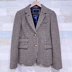 J CREW Tweed Schuljungen Blazer braun Hahnentritt 100% Wolle Goldknöpfe Damen 8 - Bild 1 von 8