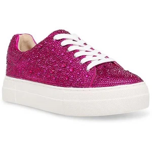 Betsey Johnson Womens Sidny Pink Lace-Up Shoes Sneakers 7 Medium (B,M) BHFO 4239 - Picture 1 of 3