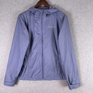 Columbia Rain Jacket Women's Medium Light Blue Hooded Coat Zuma Stack II Outdoor - Picture 1 of 11
