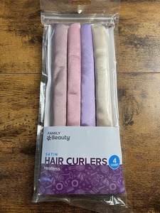 FAMILY BEAUTY, SATIN HAIR CURLERS, 4 Count, HEATLESS - Picture 1 of 5