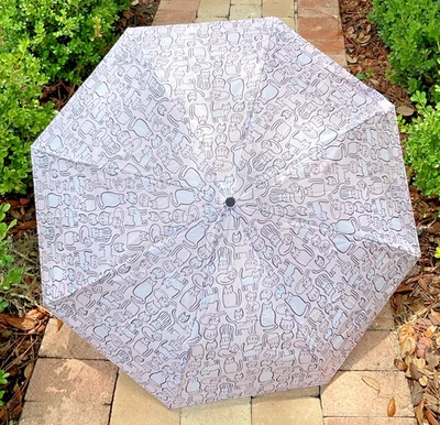 TOTES PARA MUJER PARAGUAS ROSA BLANCO GATOS AUTOMÁTICO ABIERTO 42 PULGADAS COBERTURA NUEVO CON ETIQUETAS Foto 1 de 3