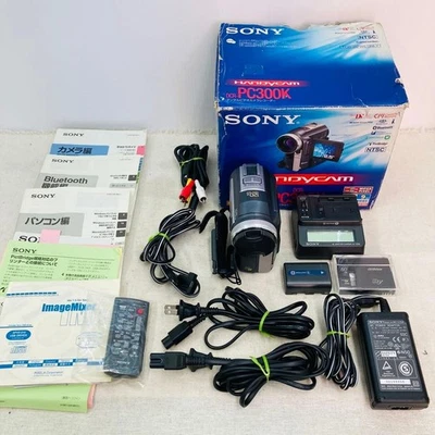 Power confirmed Sony with box Sony video camera DCR-PC300 - Image 1 of 4