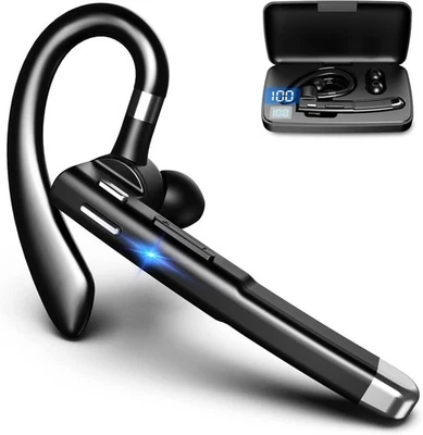 Wireless Bluetooth Earpiece V5.3 Handsfree Dual ENC Mic LED Display Waterproof - Image 1 of 4