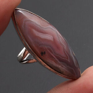 F2775 Botswana Agate Sterling Silver Plated Ring US 6 Gemstone Jewelry