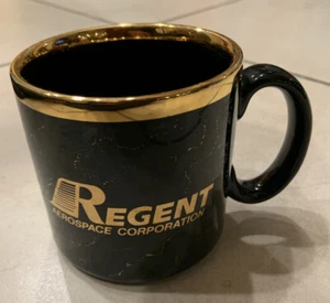 Regent Aerospace Corporation Coffee Cup Mug Gold Black England - Picture 1 of 5