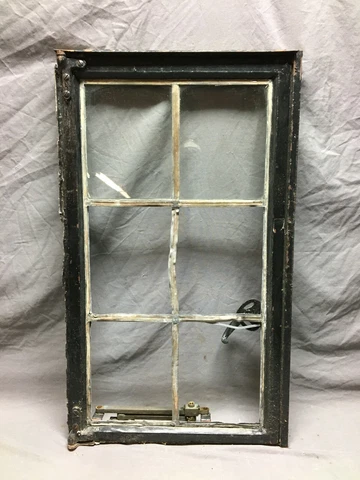 VTG 19x33 Industrial Steel Casement 6 Lite Leaded Glass Window Project 1056-20B Cover