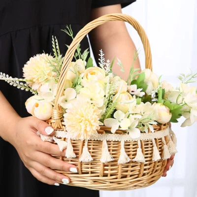1PC Mini Retro Rattan Woven Storage Basket Small Fruit Flower Pot Holder Florist - Image 1 of 4