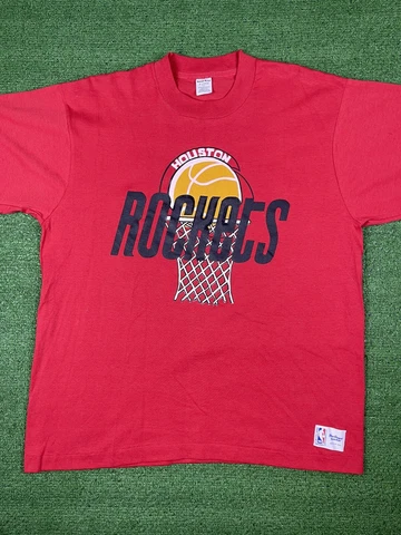 Vintage Houston Rockets Shirt Size Extra Large Red Sandknit NBA Basketball 80s Cover