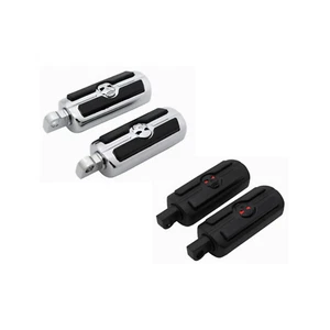 Black Chrome Harley skull footpeg pedal Harley Dyna softail custom sporstster XL - Picture 1 of 7