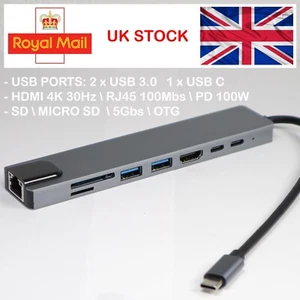 PUERTOS USB 2xUSB3 1xUSBC RJ45 HDMI 4K 30Hz SD MICROSD OTG 5Gb extensor de concentrador C3.1 - Imagen 1 de 8
