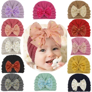 Turbante con nudo de moño para niños bebé recién nacido gorra envoltura para la cabeza gorro diadema suave sombrero - Imagen 1 de 24