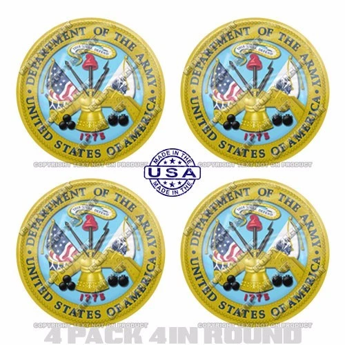 4 Pack 4" Round 3M Premium Grade Window Tailgate Decal Sticker - US ARMY S2 - Image 1 of 1