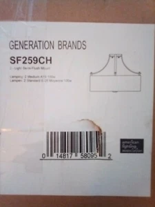 AMerican Lighting Ass. Generation Brands SF259CH 2-Light Semi-Flush Mount NEW - Picture 1 of 1