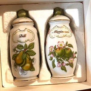 Set of 2 Lenox Orchard Spice Jars 1994 Vtg Original Packaging Dill & Marjoram - Picture 1 of 7