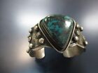 Vintage Sterling Silver And Chrysocolla Cuff Bracelet  Signed By Chimney Butte+
