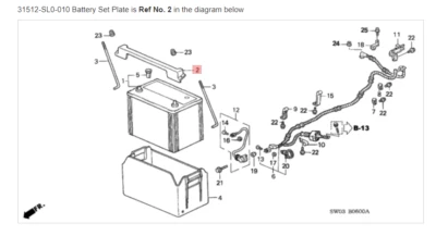 HONDA ACURA GENUINE OEM NSX Battery Set Plate Battery ☆ 31512-SL0-010 ☆ - Image 1 of 2