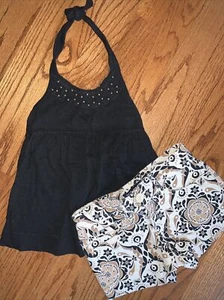 Gap Kids Girls EEUC Sz. S (6-7) Black Beaded Halter Top & Shorts - Picture 1 of 12