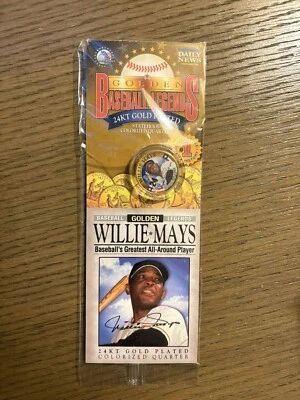 Noticias diarias de colección - Leyendas doradas del béisbol - Willie Mays - 24k enchapado 25¢ Foto 1 de 2