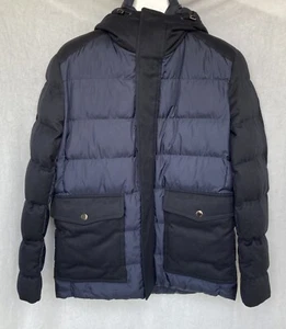 Reiss Graydon Quilted Puffer Coat Hooded Jacket Mens Black Medium Full Zip NWT - Picture 1 of 14