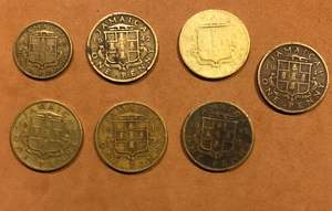 JAMAICA 1937,1940,1942,1945,1947,~1/2,1 PENNY LOT OF 7 NICKEL BRASS COINS - Picture 1 of 2