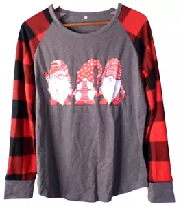 Camisa Feliz Navidad Búfalo Cuadros Gnomos Copos de Nieve Vacaciones Talla M NUEVA SIN ETIQUETAS NUEVA - Imagen 1 de 8