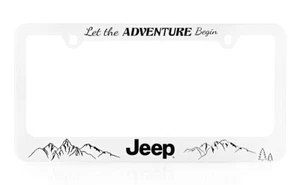 Jeep Let the Adventure Begin wordmark White Plastic License Frame Holder - Bild 1 von 5