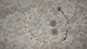 COLLAR Y PENDIENTES DE DOBLE CADENA DE CRISTAL/VIDRIO LAGUNA DE COLECCIÓN - Imagen 1 de 6