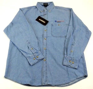 Set of 2 TIME WARNER CABLE LA Loving long sleeve button down denim shirts med. F - Picture 1 of 7