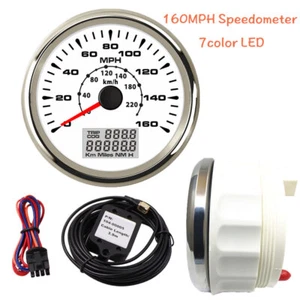 85mm GPS Velocímetro Odómetro 160MPH 220km/h Para Coche Barco Impermeable 7 Colores LED - Imagen 1 de 7