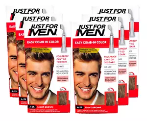 Just For Men Easy Comb-In Color Mens Hair Dy- A- 25 Light Brown (12 Boxes) - Picture 1 of 11