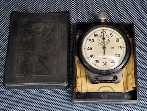 AGAT WATCH FACTORY STOPWATCH 15 JEWELS BOX & PAPERS 1980s WORKING ORDER USSR