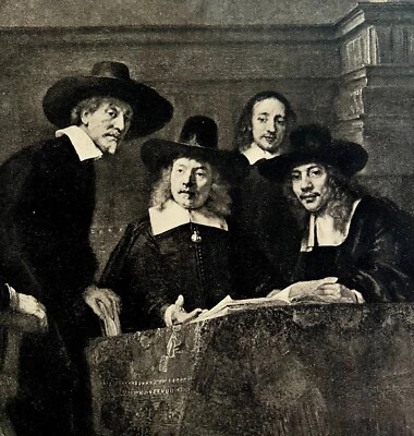 Rembrandt 1944 The Staalmeesters Dutch Gravure Phaidon Pilgrims Art Print DWU9 - Image 1 of 2