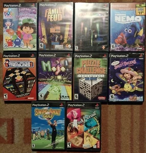 PS2 PlayStation 2 Game Lot of 10 ~Arcade Puzzle Family Feud Trivial Pursuit Nemo - Picture 1 of 11