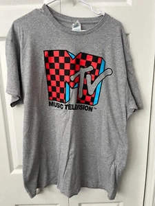 MTV Music Television Logo Graphic Tee Shirt Gray XL Delta Pro Weight - Picture 1 of 4