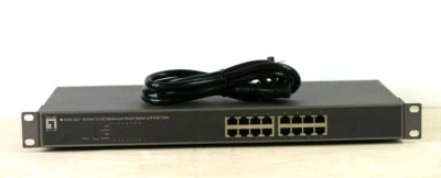 Level One FSW-1671 16 Port 10/ 100 Smart Switch With 8 PoE Ports e518 - Image 1 of 4