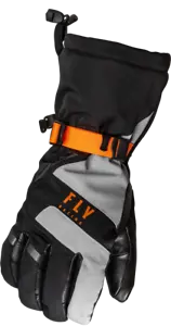 FLY RACING HIGHLAND SNOW GLOVES - BLACK/GREY/ORANGE - SNOWMOBILE/SNOWBOARD/SKI - Picture 1 of 2