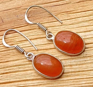 Ethnic Carnelian Gemstone Dangle Drop Earring 925 Sterling Silver Plated Jewelry - Picture 1 of 5