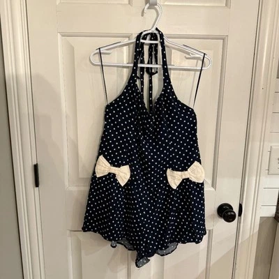 ¡Nuevo! Mameluco Free People High Strung azul blanco lunares 45398 Foto 1 de 4