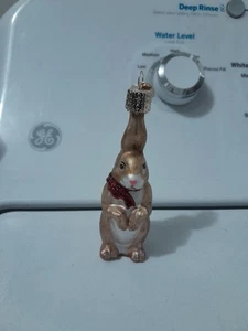 OWC BRAUNER HASE HASE MIT ROTER SCHLEIFE Ornament ALTE WELT WEIHNACHTEN - Bild 1 von 8