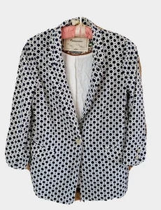 Anthropologie Cartonnier Blazer Jacket Womens Size XS Blue White Extra Small - Picture 1 of 11