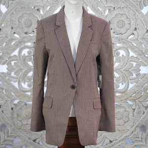NWT 1.STATE Women’s 8 Blazer Houndstooth Check Plaid Longline Jacket MSRP $169 - Picture 1 of 8