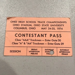 24-25 de mayo 1974 Ohio High School Track Championships Columbus boleto pase - Imagen 1 de 5