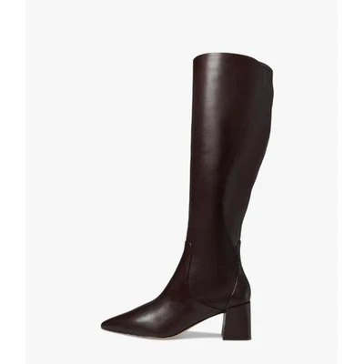 Botas hasta la rodilla Cole Haan de cuero chocolate tacón alto punta punta para mujer 8B NUEVAS Foto 1 de 4