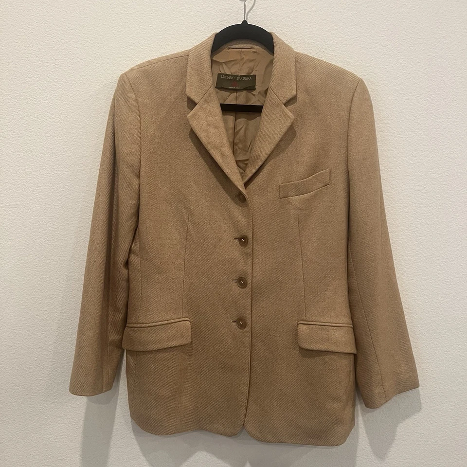 Chaqueta/Ablazer Luciano Barbera Para Mujer Talla 42 Tostado Cachemira Seda Hecho en Italia Foto 1 de 4