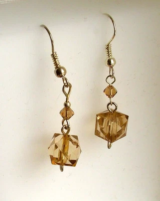 Ohrstecker Drop Preciosa facettiert Quarz Imitation  silber RetroLook 70er 70ies - Bild 1 von 3