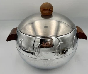 Vintage West Bend Penguin Hot Cold Server Ice Bucket Wood Handles Made in USA - Picture 1 of 8